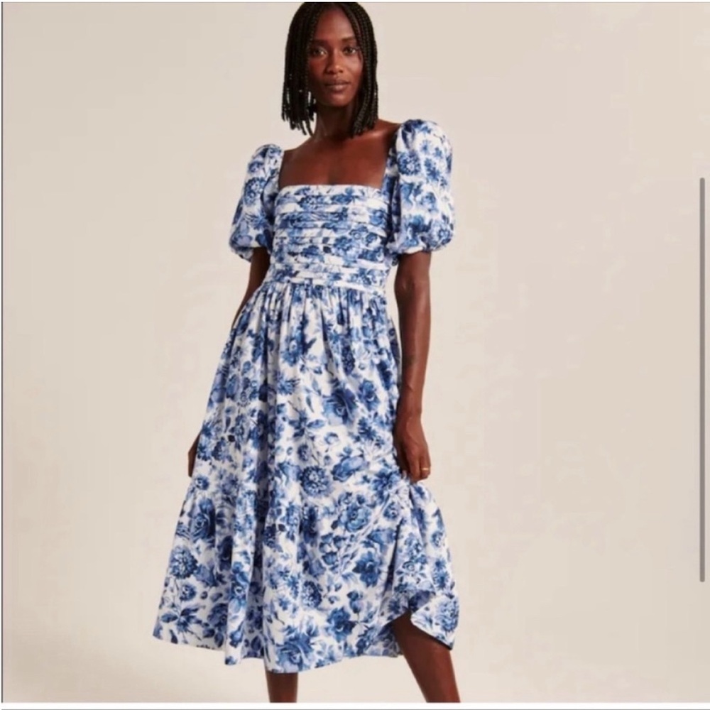 Abercrombie and Fitch Puff Sleeve Midi Dress